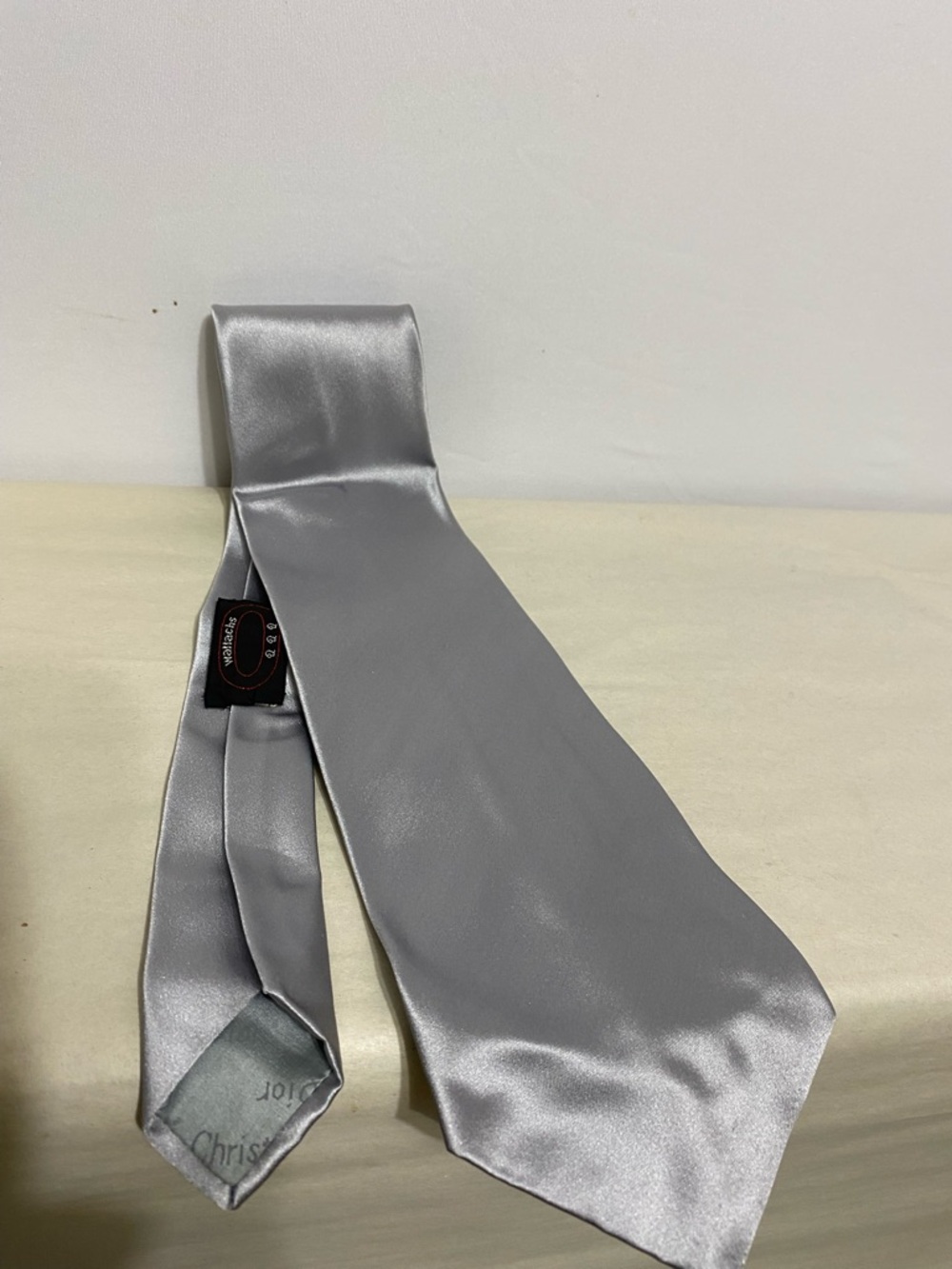 Vintage Christian Dior Silver Silk Tie Wallachs Store